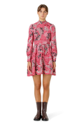 Laila Cotton Bow Dress - Pink Big Flower