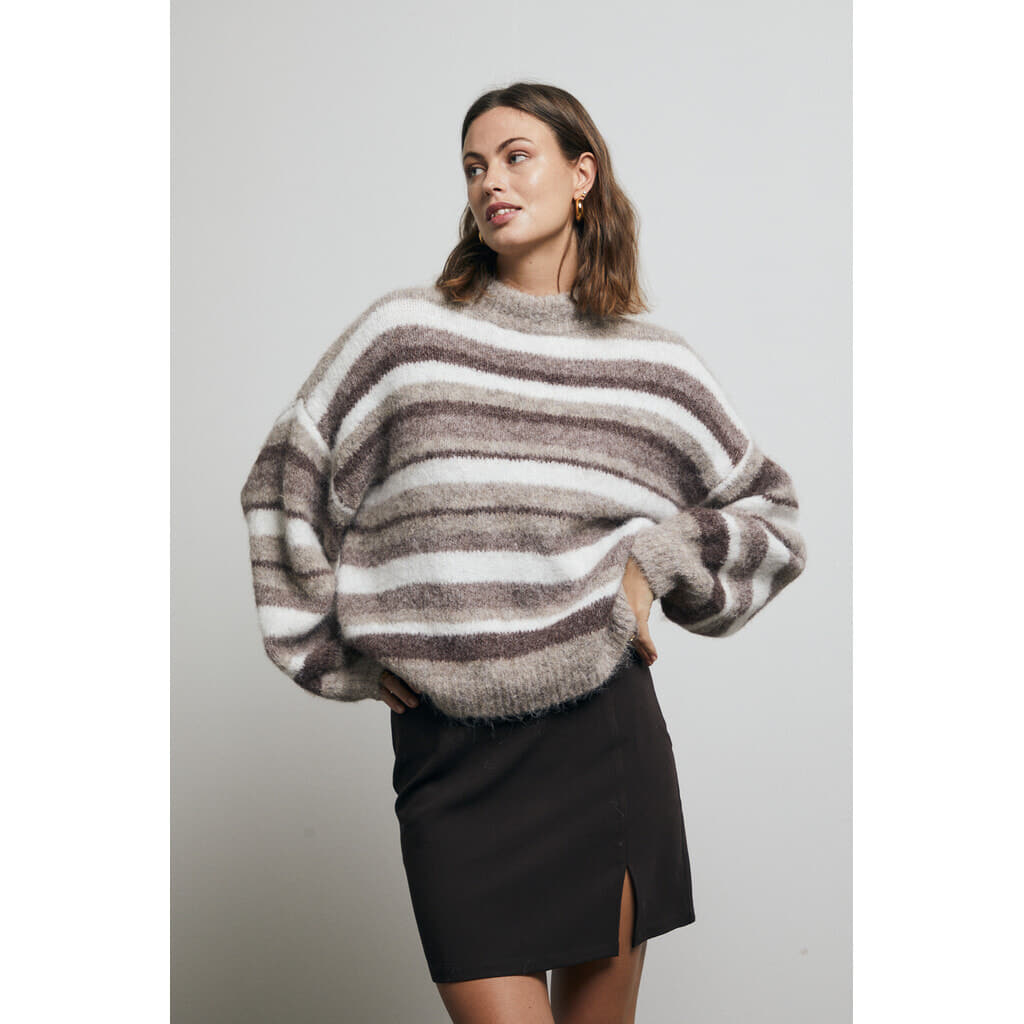 Patrisia Knit Pullover - Brown/White