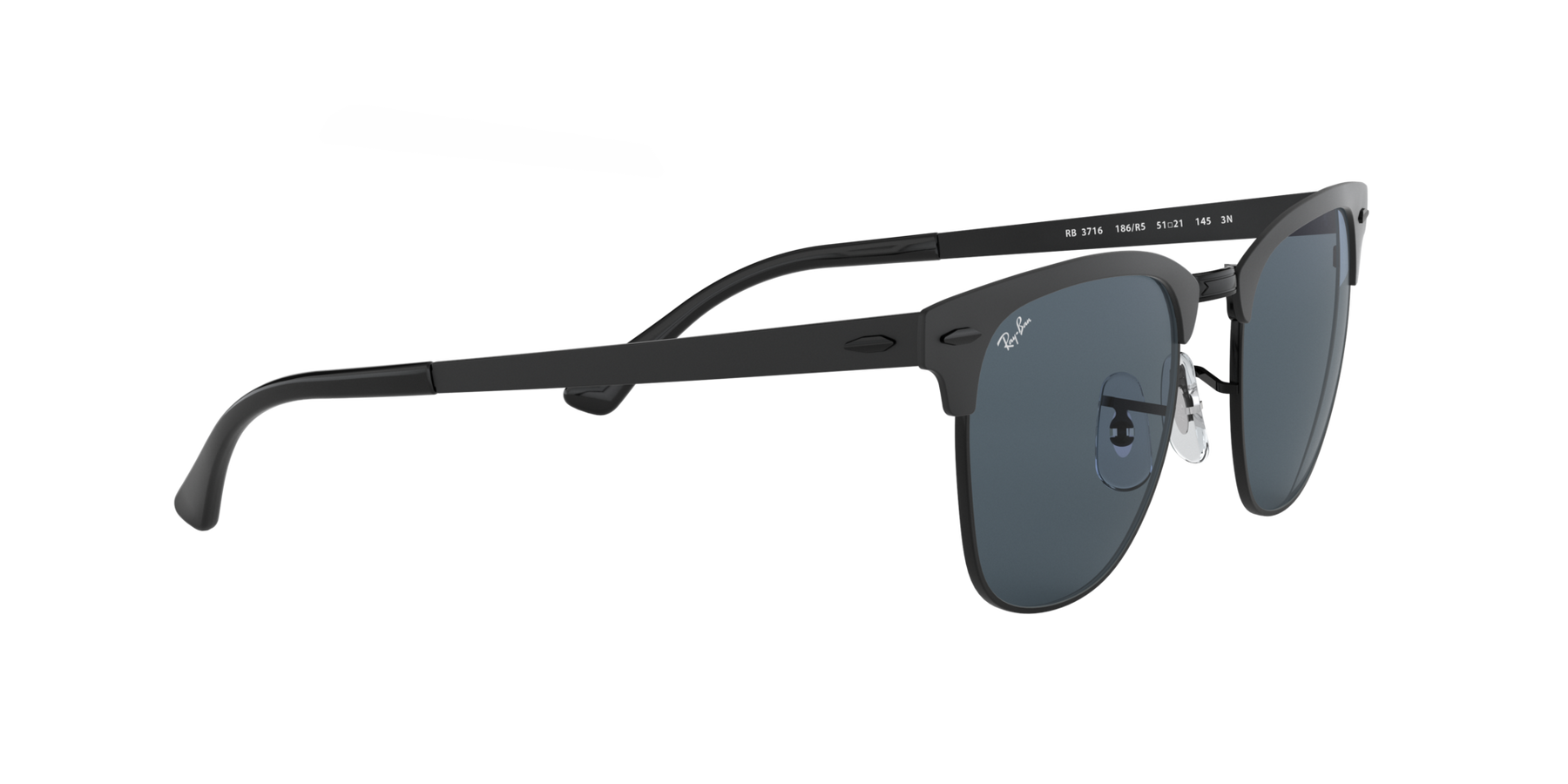 Clubmaster Metal - Matte Black On Black - Blue