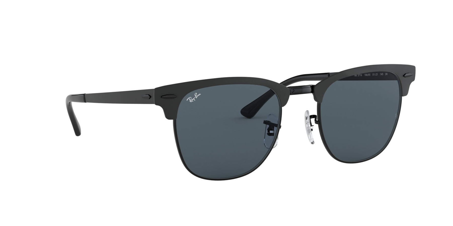 Clubmaster Metal - Matte Black On Black - Blue