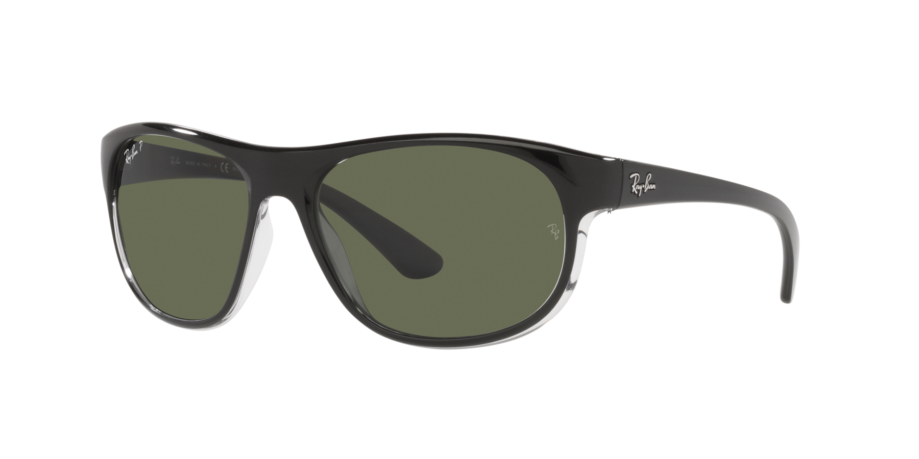 RB4351 - Black On Transparent - Dark Green Polarized