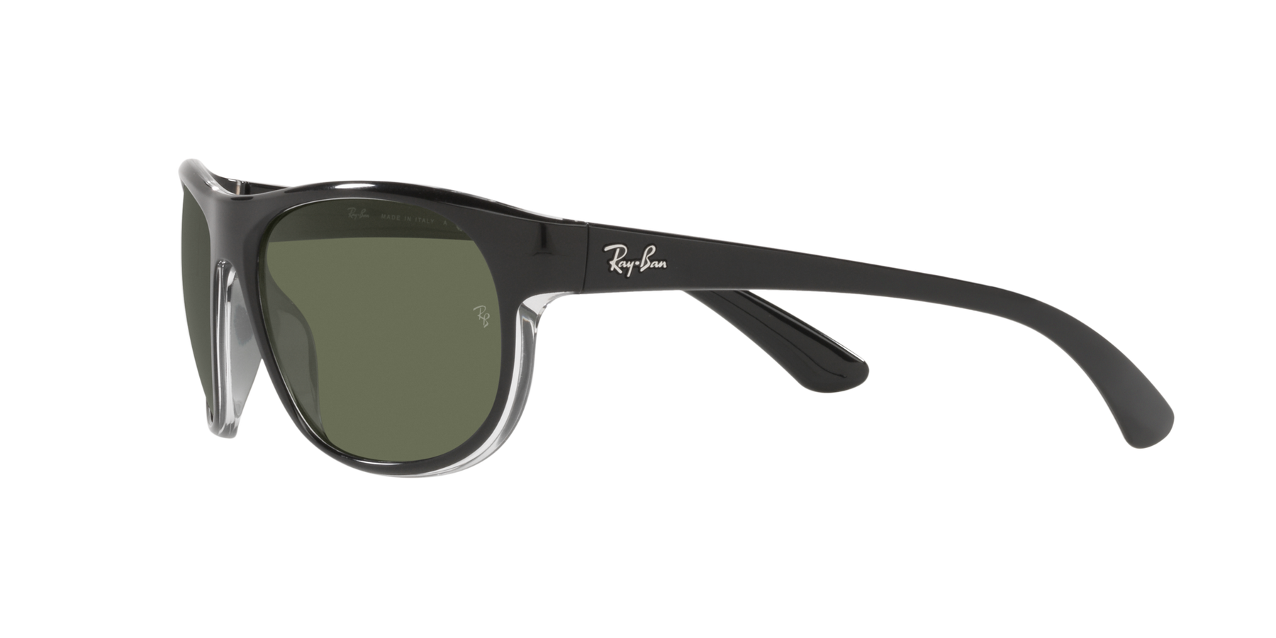RB4351 - Black On Transparent - Dark Green Polarized
