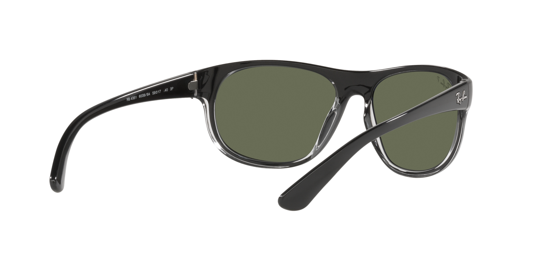 RB4351 - Black On Transparent - Dark Green Polarized