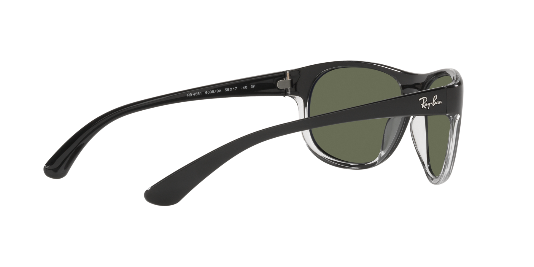 RB4351 - Black On Transparent - Dark Green Polarized