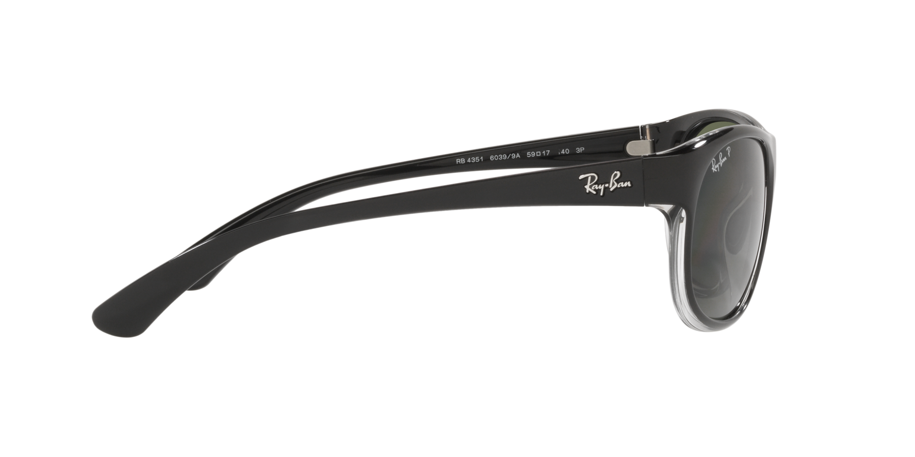 RB4351 - Black On Transparent - Dark Green Polarized