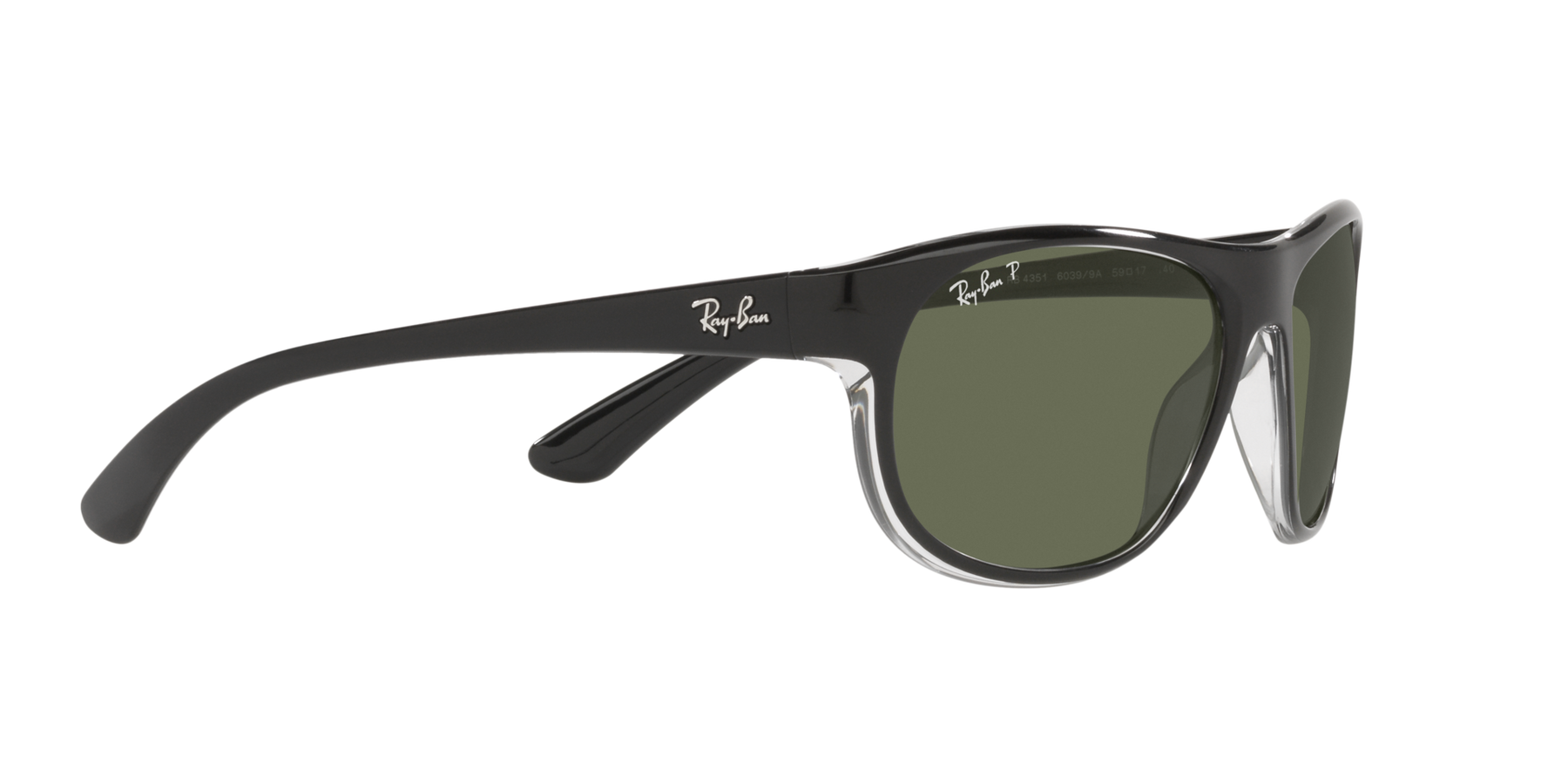 RB4351 - Black On Transparent - Dark Green Polarized