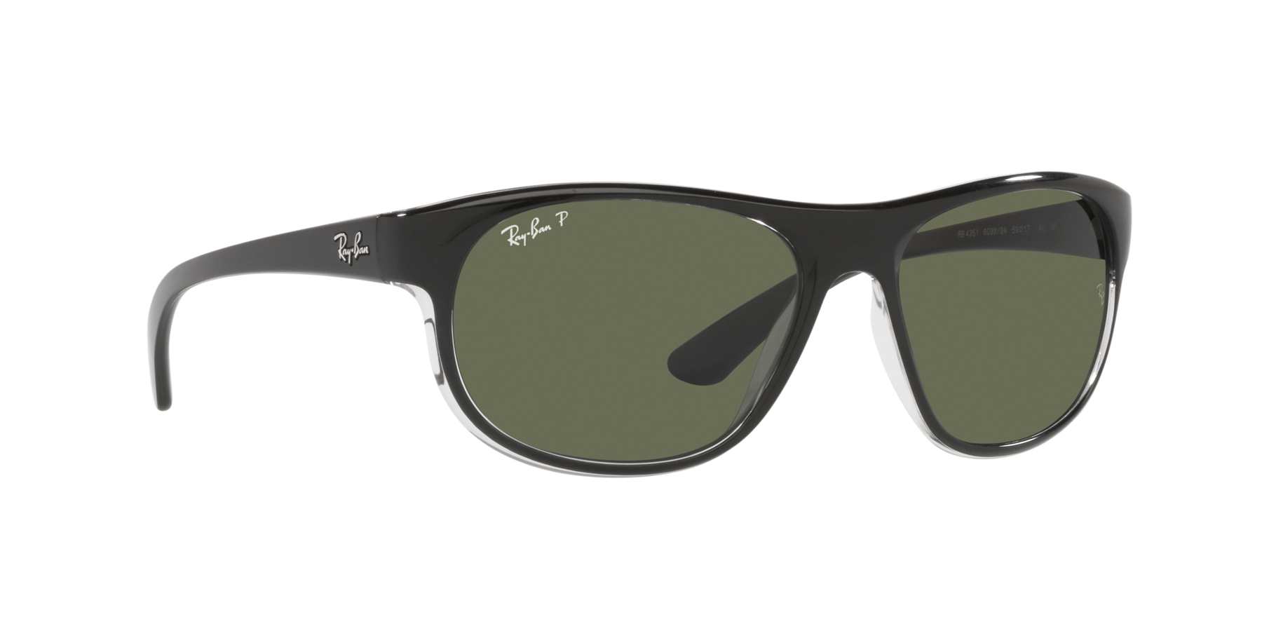 RB4351 - Black On Transparent - Dark Green Polarized
