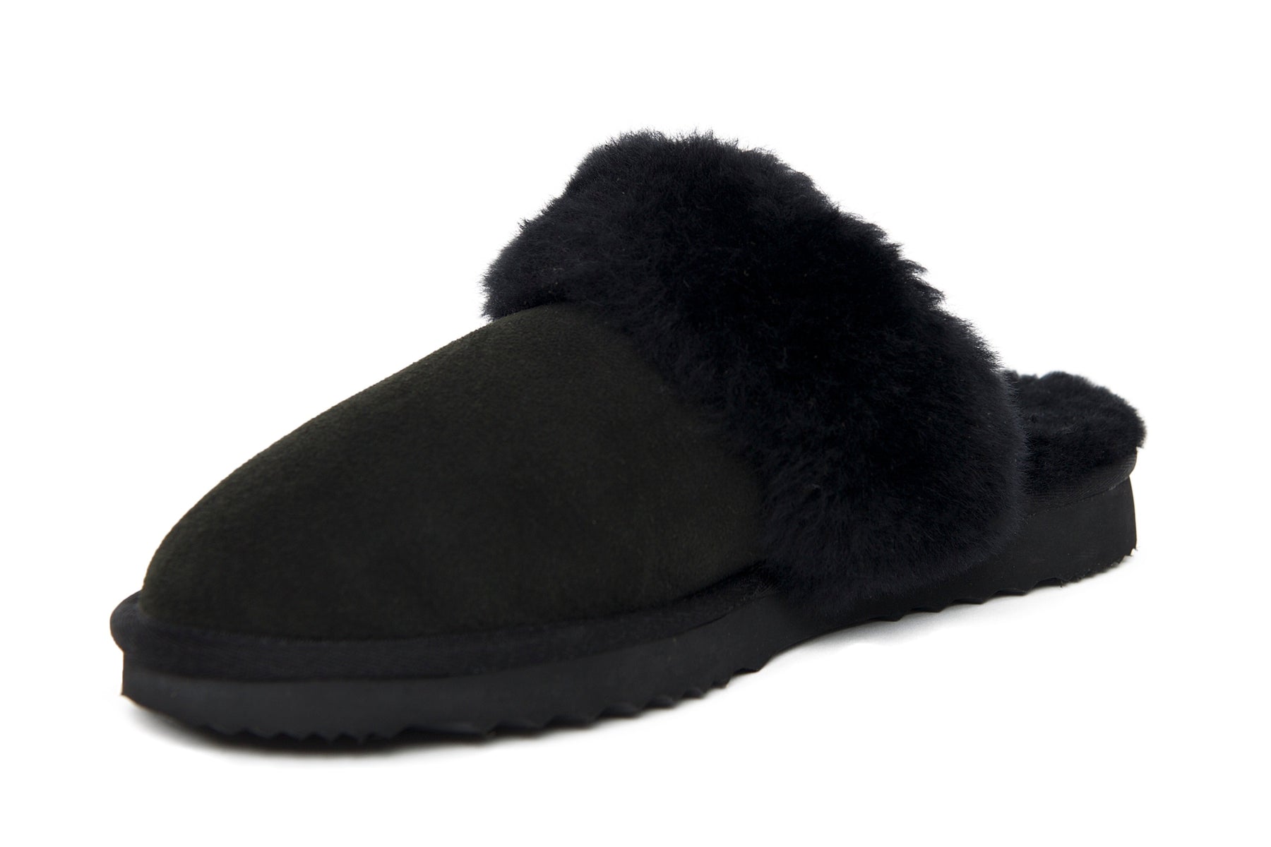 Slipper Shearling Suede - Black - Cedrico - Sko - VILLOID.no