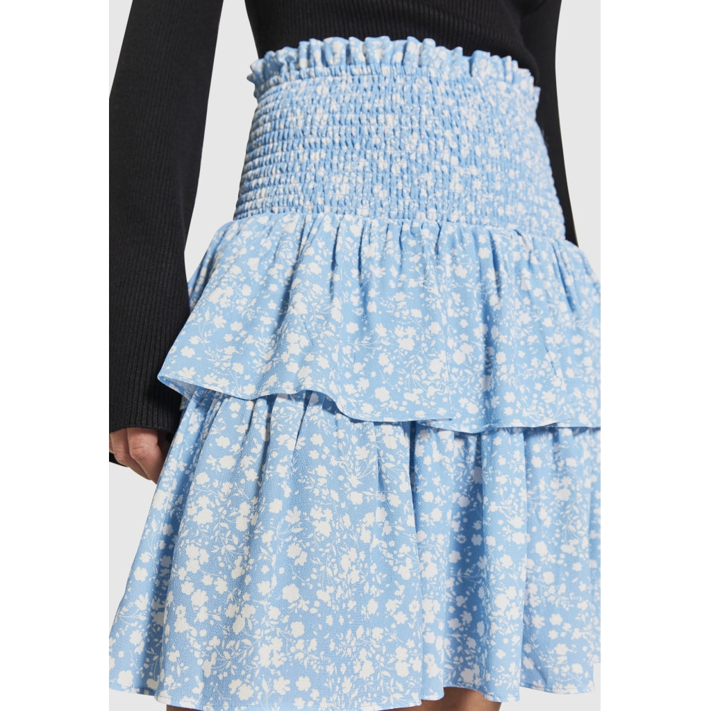 Bomba Smock Skirt - Blue W. White Flower Print