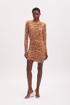 OdaGZ Short Dress - Orange Purple Brush