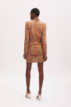 OdaGZ Short Dress - Orange Purple Brush