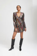 Ablinagz Wrap Dress - Multi Sequince