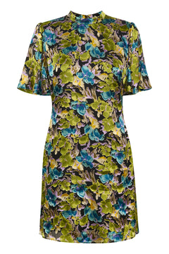 FloriaGZ Short Dress - Blue Green Multi Floral
