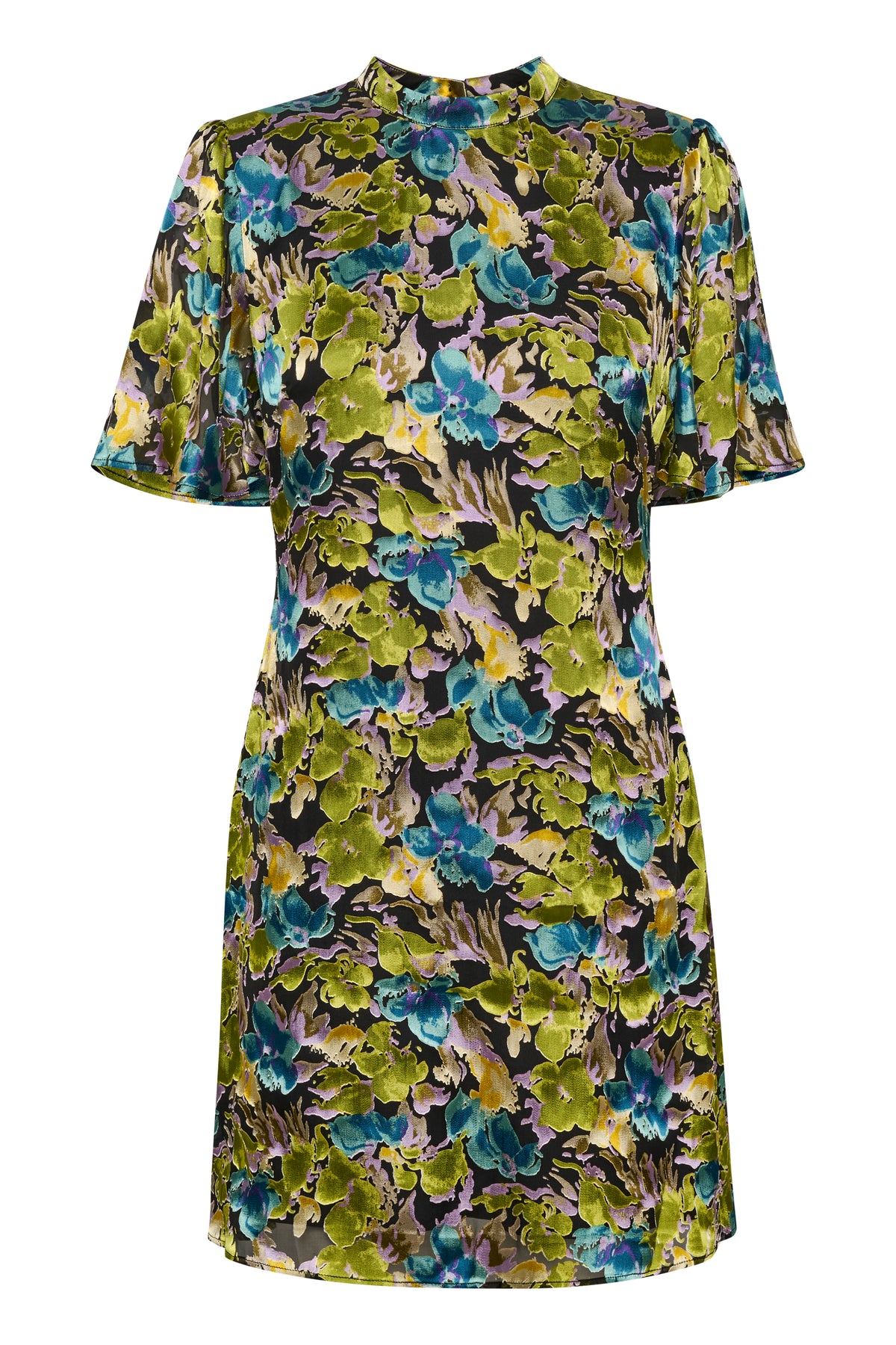 FloriaGZ Short Dress - Blue Green Multi Floral