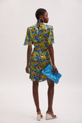 FloriaGZ Short Dress - Blue Green Multi Floral