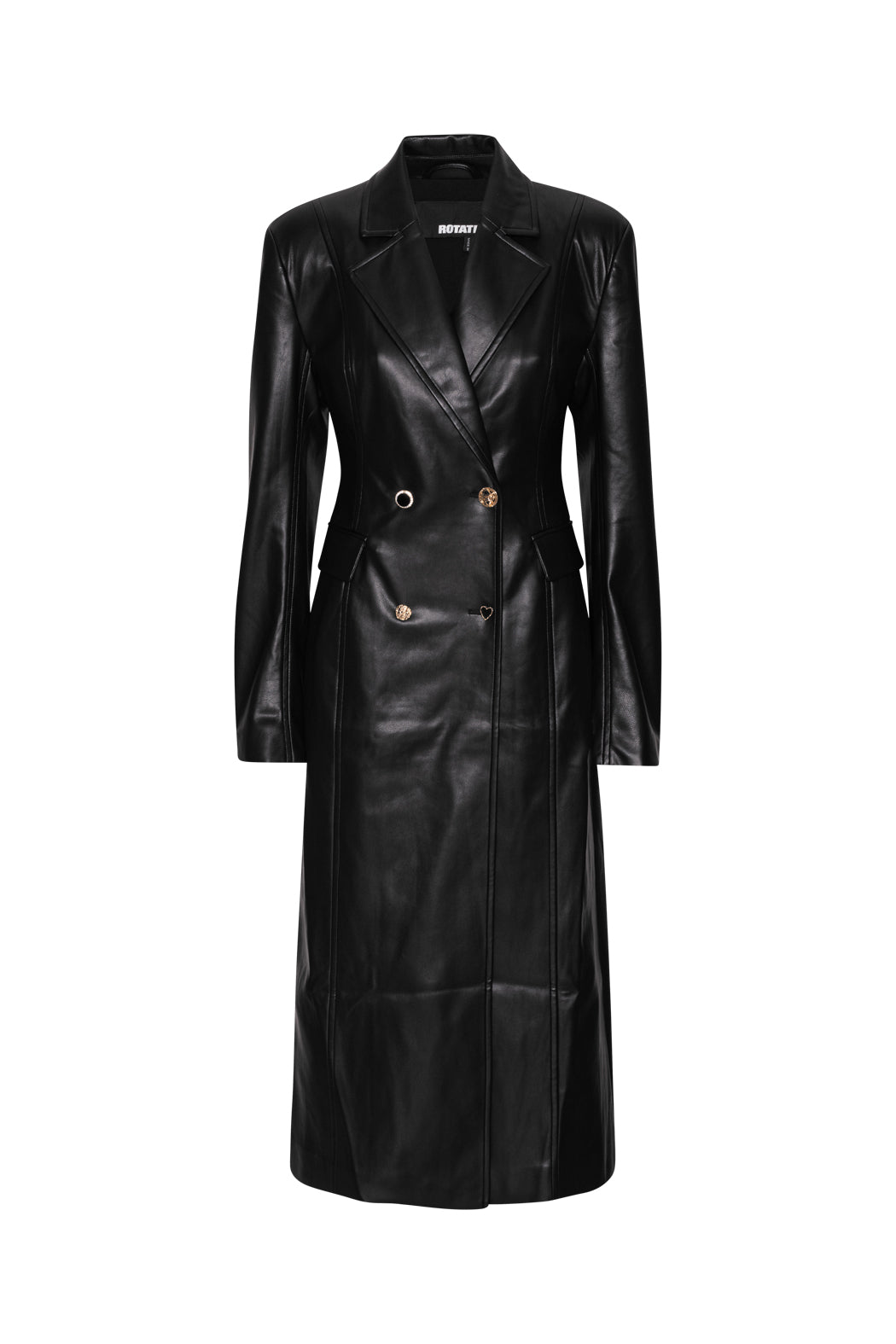 Embellished Button Coat - Black