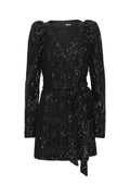 Sequins Mini Wrap Dress - Svart