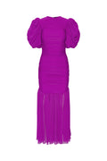 Chiffon Puff Sleeve Dress - Purple Cactus Flower