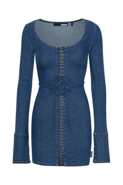 Stretchy Scoop Neck Dress - Orion Blue