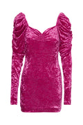 Velvet Puff Mini Dress - Very Berry Pink