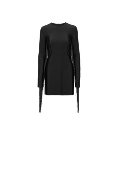 Sequin Fringe Mini Dress - Black