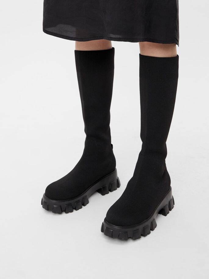 Biaprima Knee High Sock Boot Knit - Black