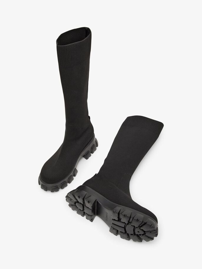 Biaprima Knee High Sock Boot Knit - Black