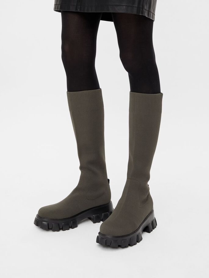Biaprima Knee High Sock Boot Knit - Olive