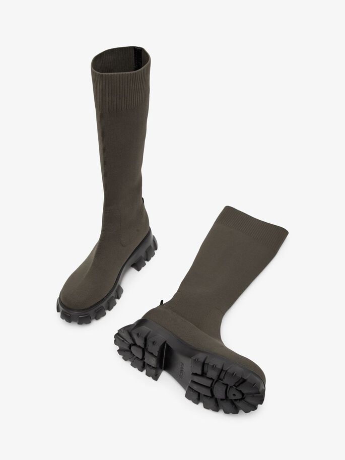 Biaprima Knee High Sock Boot Knit - Olive
