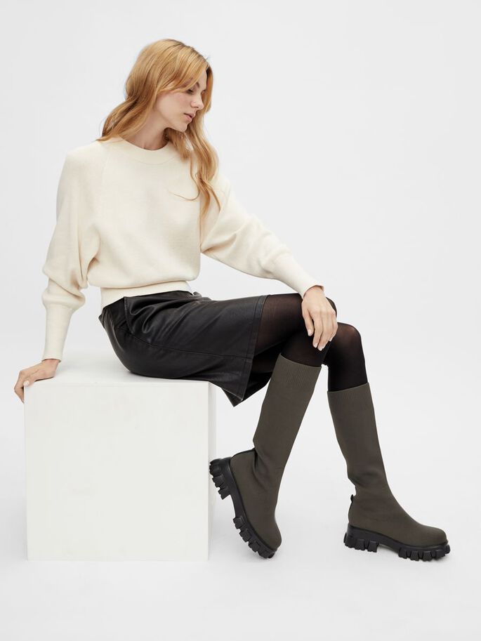 Biaprima Knee High Sock Boot Knit - Olive