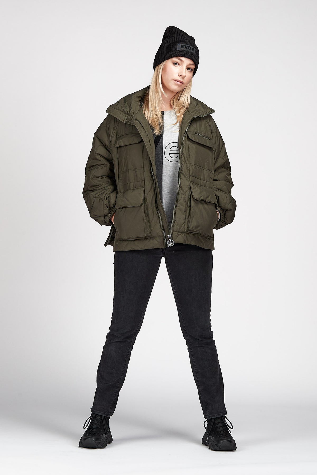 W. Queens Side Slit Jacket - Dark Army