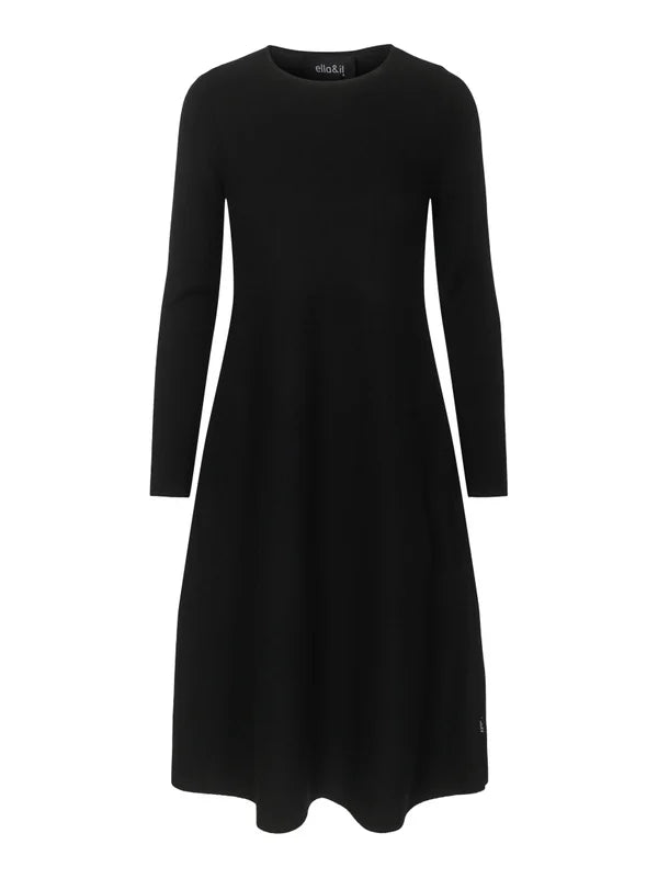 Cecilie Long Merino Dress - Black
