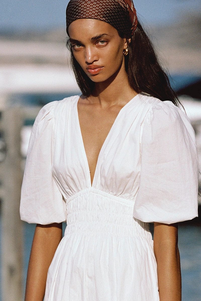 Agnata Midi Dress - Mar White