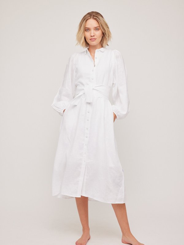 Josefin Linen Dress - White