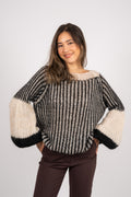 Liana Knit Sweater - Cream/Black