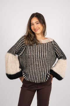 Liana Knit Sweater - Cream/Black