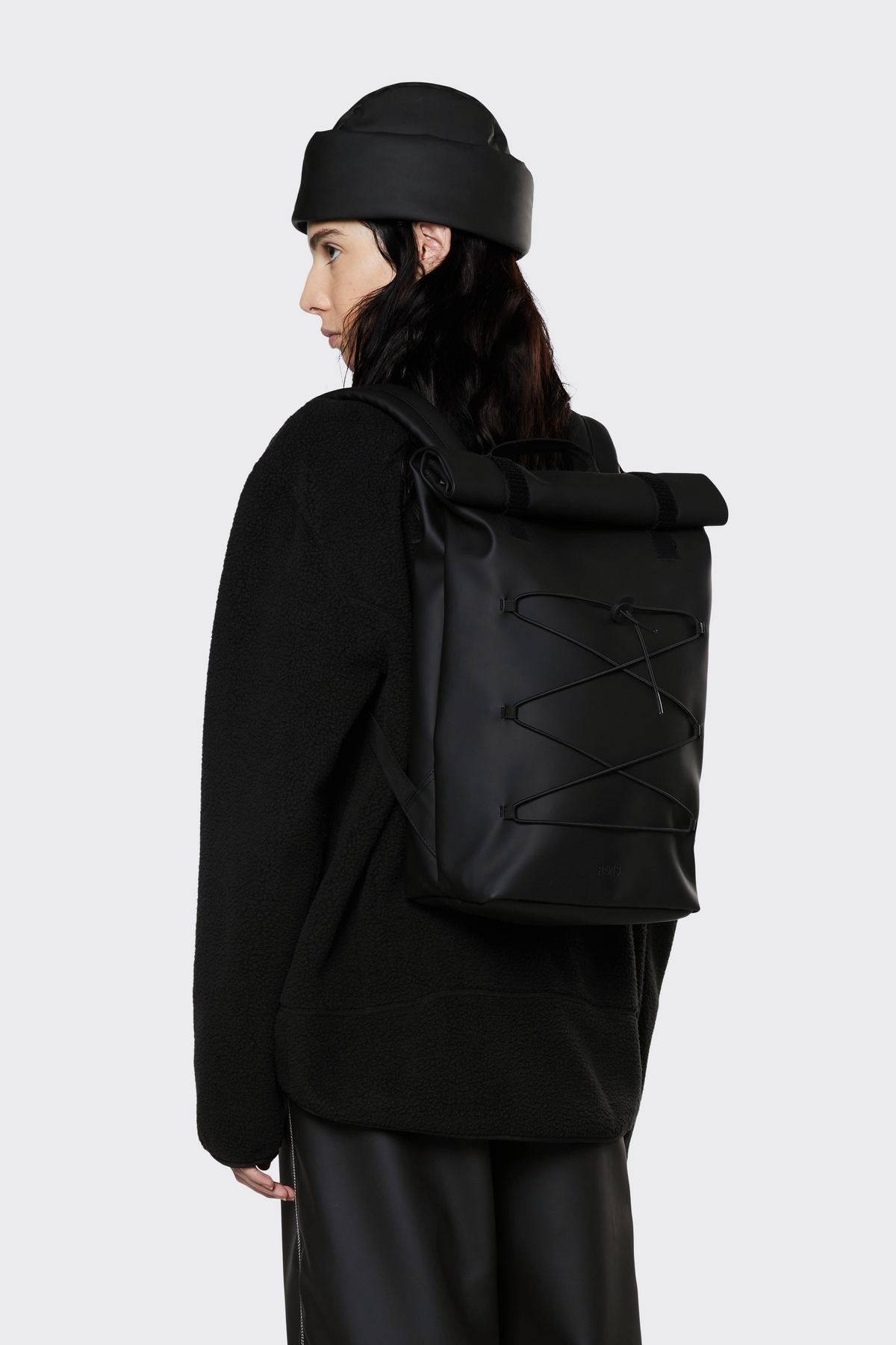 Velcro Rolltop Backpack - Black