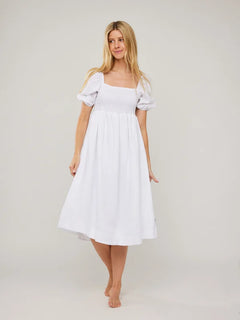 Edda Linen Dress - White