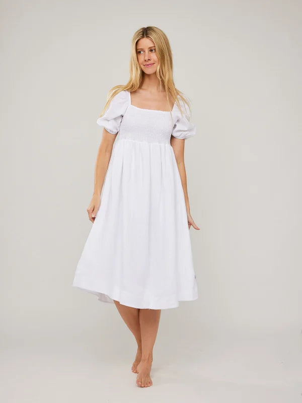 Edda Linen Dress - White