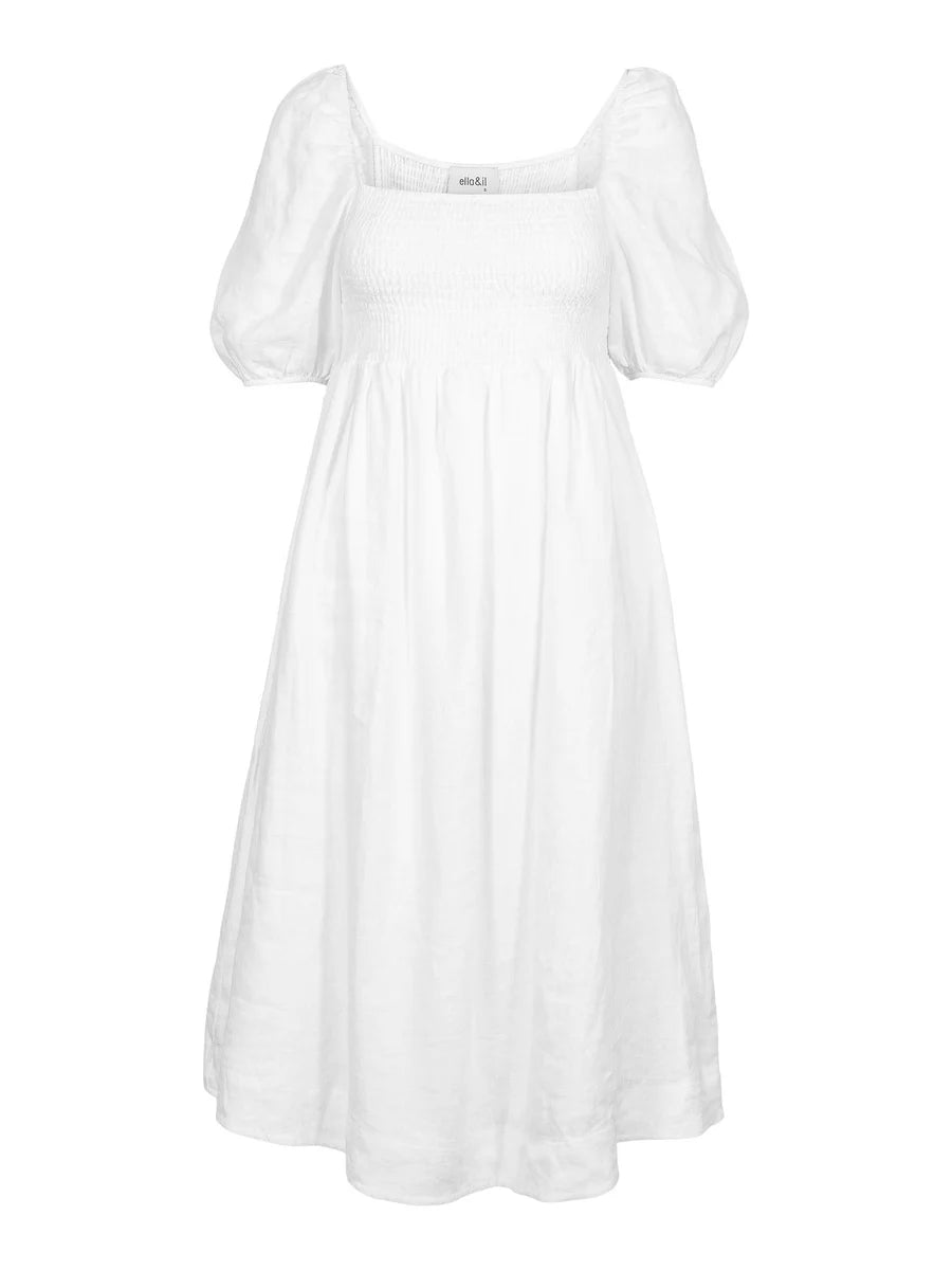 Edda Linen Dress - White