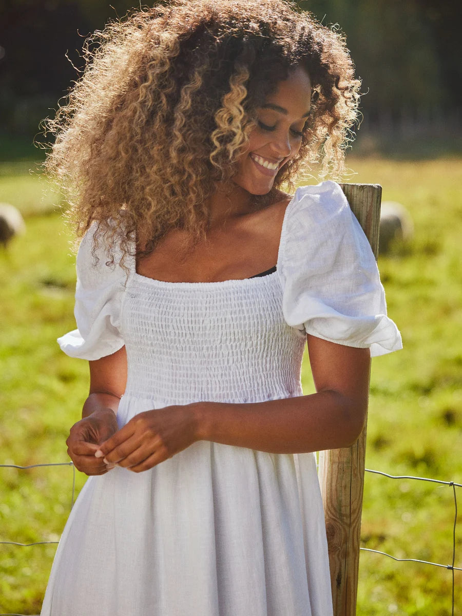 Edda Linen Dress - White