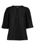 Ellie Linen Top - Black