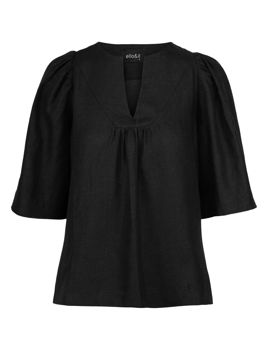 Ellie Linen Top - Black