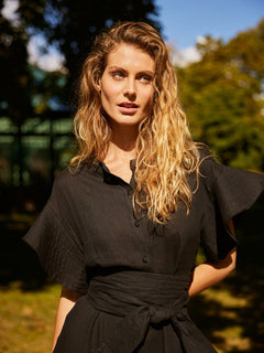 Fia Linen Dress - Black