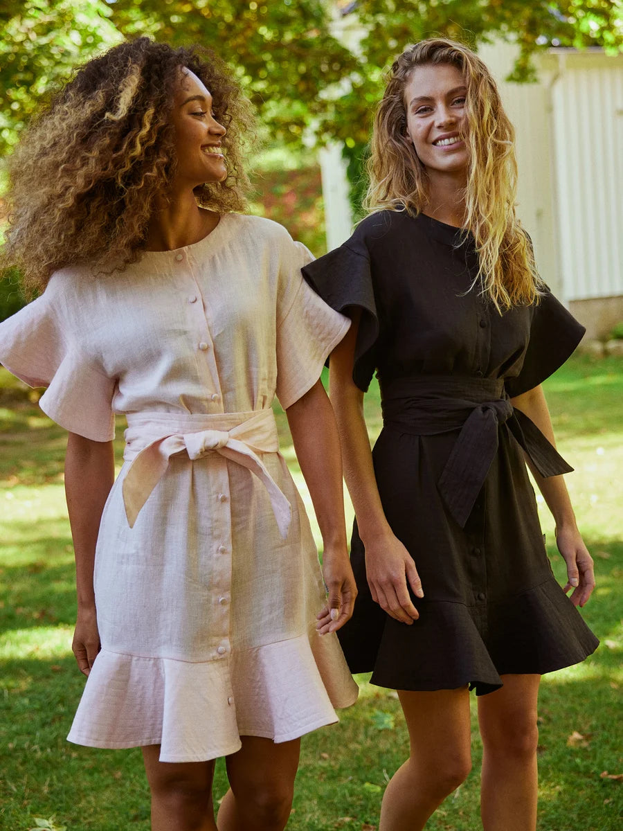 Fia Linen Dress - Black