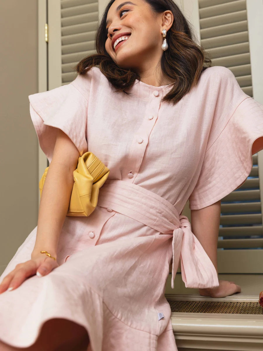 Fia Linen Dress - Dusty Pink