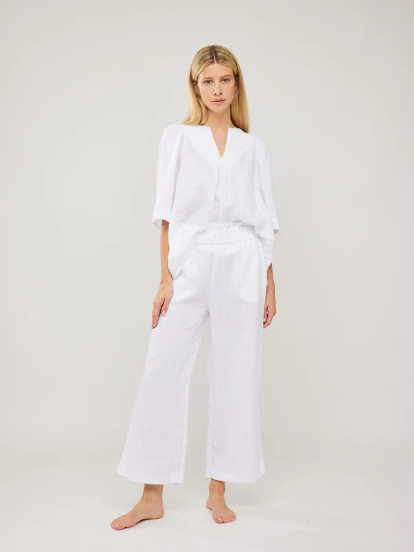Zoe Linen Pants - White