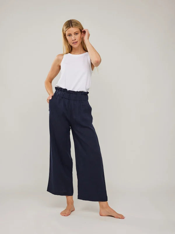 Zoe Linen Pants - Navy