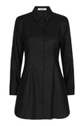 Raw Shirt Dress - Black