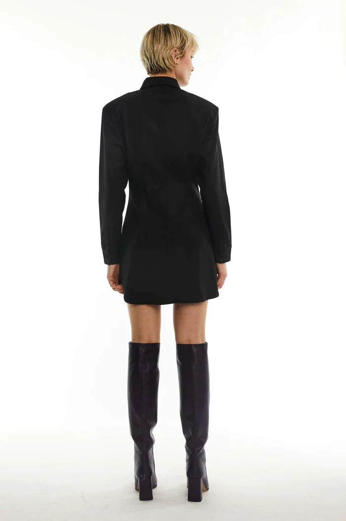 Raw Shirt Dress - Black